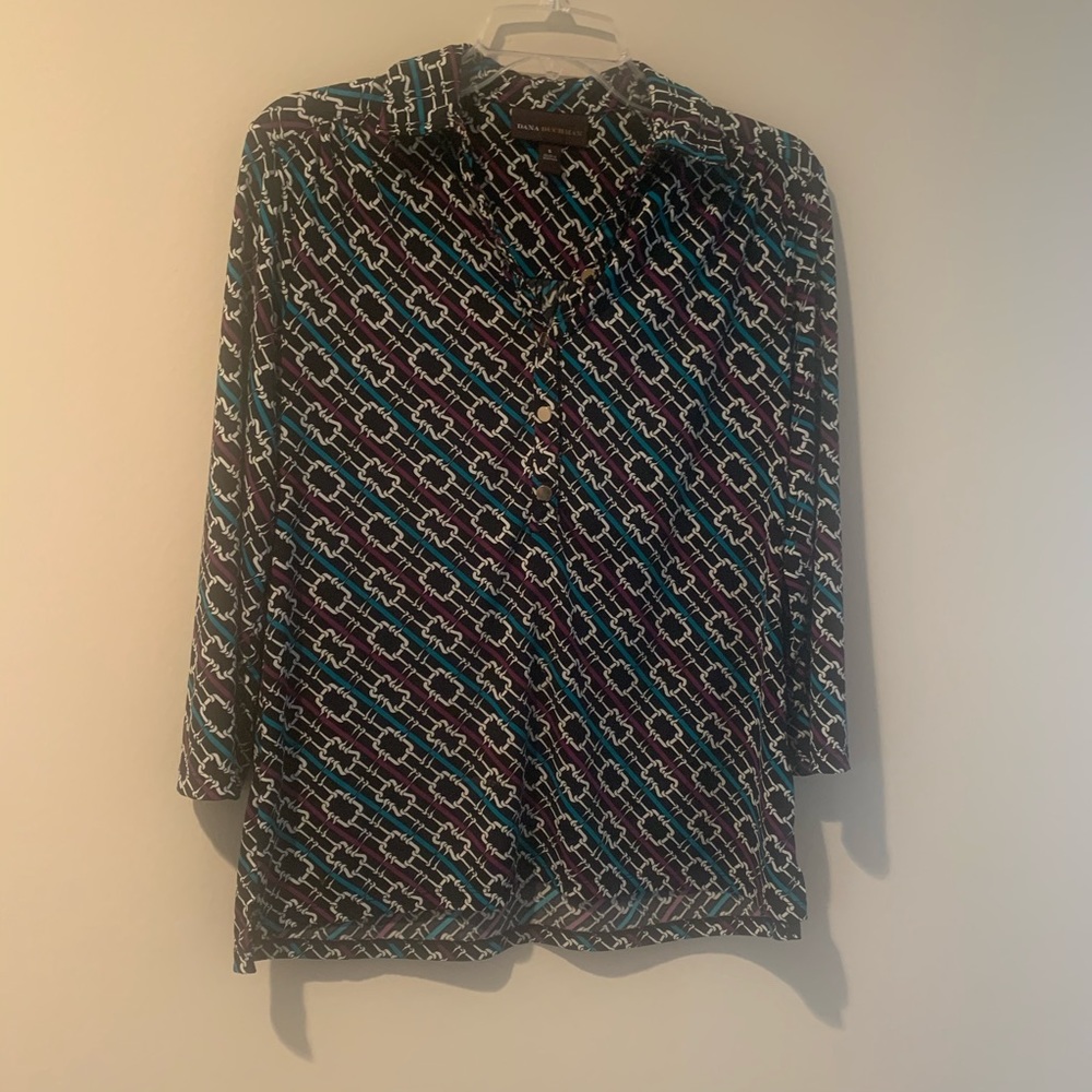 Dana Buchman Black Print Blouse